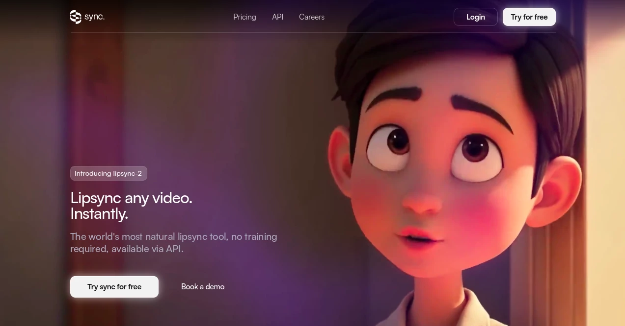 Screenshot of sync. – An AI tool in the ,AI Video Editor ,AI Personalized Video Generator ,AI Video Generator ,AI Voice Cloning ,AI Speech Synthesis  category, showcasing its interface and key features.