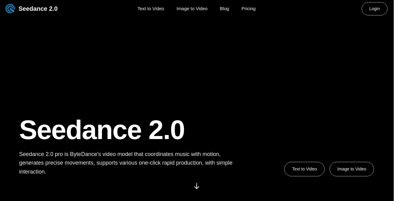 Screenshot of Seedance 2.0 – An AI tool in the ,AI Animated Video ,AI Image to Video ,AI Text to Video ,AI Video Generator  category, showcasing its interface and key features.