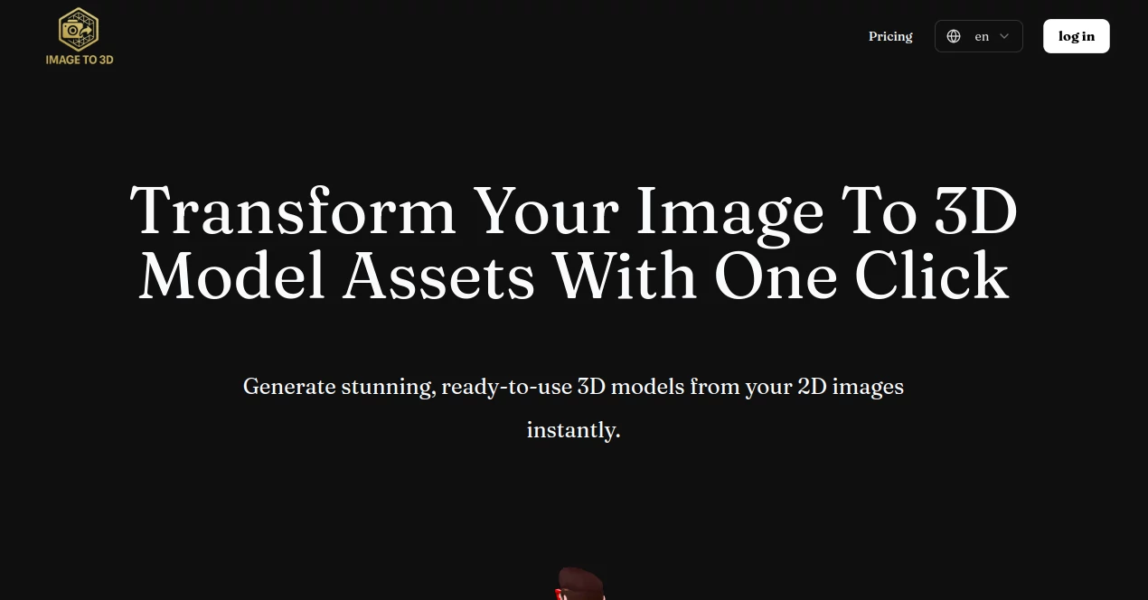 Screenshot of Image To 3D – An AI tool in the ,Photo & Image Editor ,AI Design Generator ,AI 3D Model Generator ,AI Image to 3D Model  category, showcasing its interface and key features.