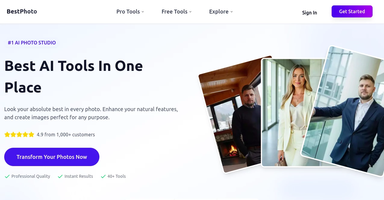 Screenshot of BestPhoto AI – An AI tool in the ,AI Avatar Generator ,Photo & Image Editor ,AI Photo Enhancer ,AI Selfie & Portrait  category, showcasing its interface and key features.