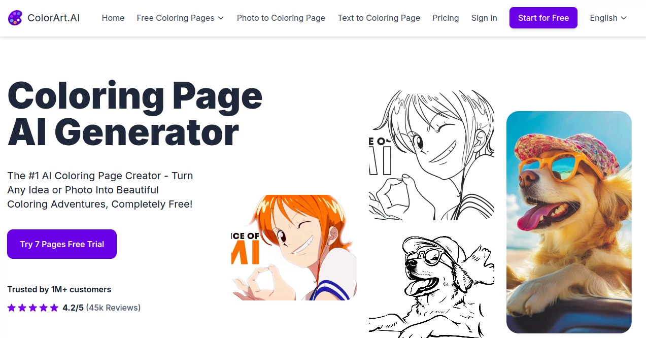 Screenshot of ColorArt AI – An AI tool in the ,Photo & Image Editor ,AI Image to Image ,AI Art Generator ,AI Design Generator  category, showcasing its interface and key features.