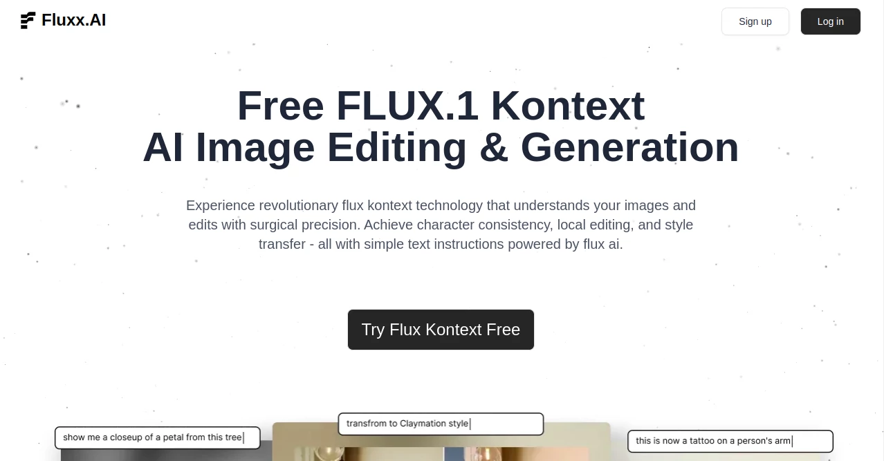 Screenshot of Fluxx.AI – An AI tool in the ,AI Photo & Image Generator ,AI Illustration Generator ,Photo & Image Editor ,AI Design Assistant  category, showcasing its interface and key features.