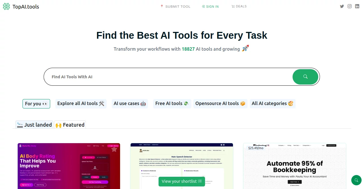 Screenshot of TopAI.Tools – An AI tool in the ,AI Tools Directory  category, showcasing its interface and key features.