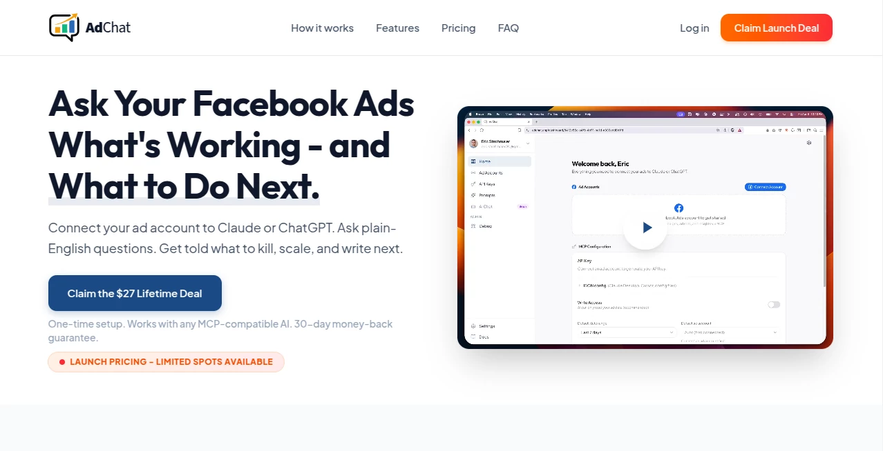 Screenshot of Adchat – An AI tool in the ,AI Ad Creative Assistant ,AI Digital Marketing Generator ,AI Advertising Assistant  category, showcasing its interface and key features.
