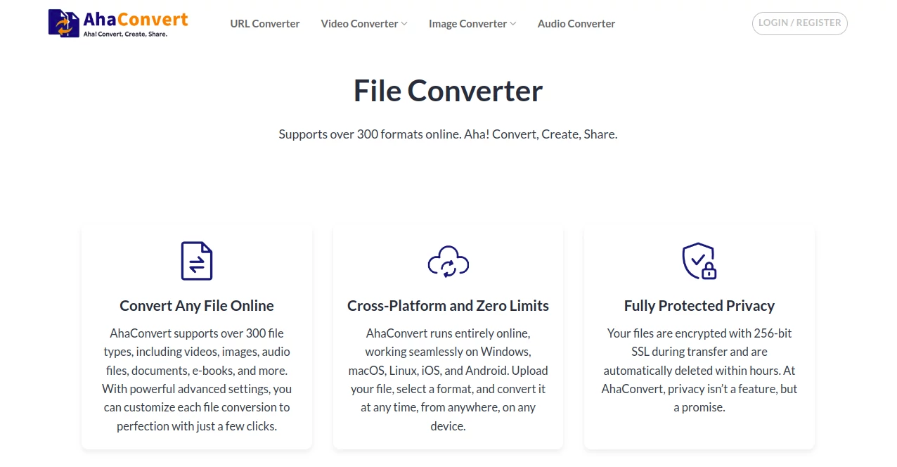 Screenshot of AhaConvert – An AI tool in the ,AI Spreadsheet ,AI PDF ,AI Documents Assistant ,AI Files Assistant  category, showcasing its interface and key features.