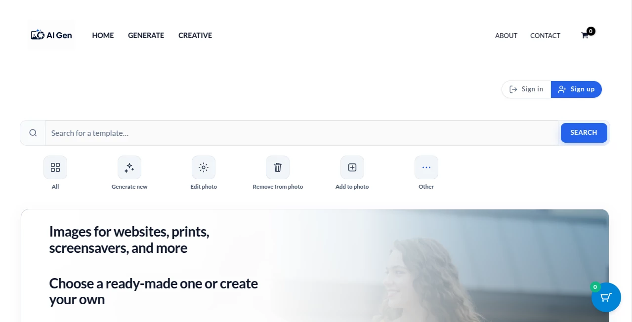 Screenshot of AI Gen – An AI tool in the ,AI Text to Image ,AI Photo & Image Generator ,AI Illustration Generator ,AI Art Generator  category, showcasing its interface and key features.