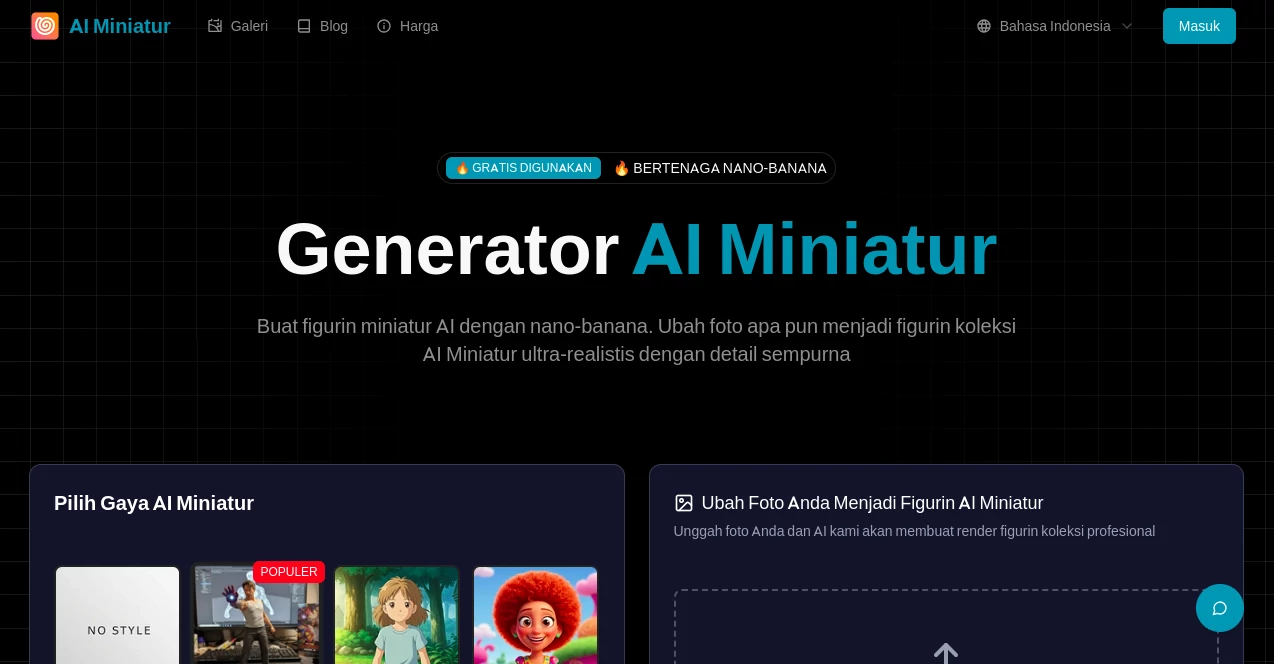 Screenshot of AI Miniatur – An AI tool in the ,AI Photo & Image Generator ,AI Image to Image ,AI Art Generator ,AI Design Generator  category, showcasing its interface and key features.