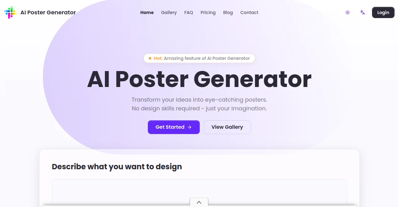 Screenshot of AI Poster Maker – An AI tool in the ,AI Poster Generator ,AI Design Generator ,AI Graphic Design  category, showcasing its interface and key features.