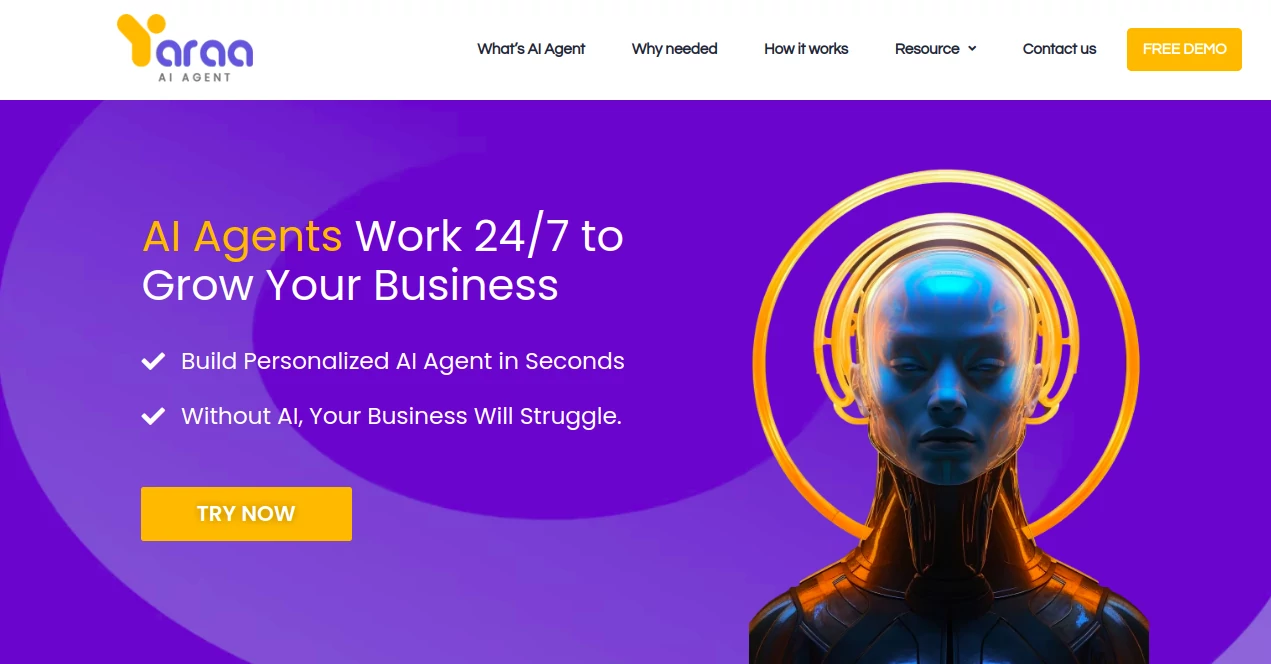 Screenshot of Yara AI Agent – An AI tool in the ,AI Customer Service Assistant ,AI Chatbot ,AI Team Collaboration  category, showcasing its interface and key features.