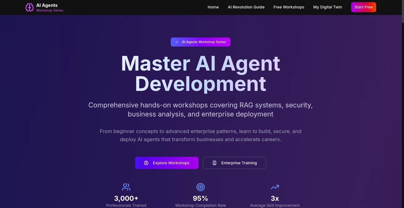 Screenshot of AI Agent Workshop Series – An AI tool in the ,AI No-Code & Low-Code ,AI Developer Tools ,AI Tutorial ,AI Course  category, showcasing its interface and key features.
