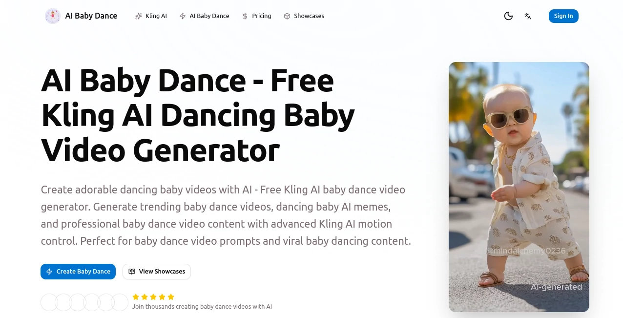 Screenshot of AI Baby Dance – An AI tool in the ,AI Animated Video ,AI Image to Video ,AI Fun Tools ,AI Video Generator  category, showcasing its interface and key features.