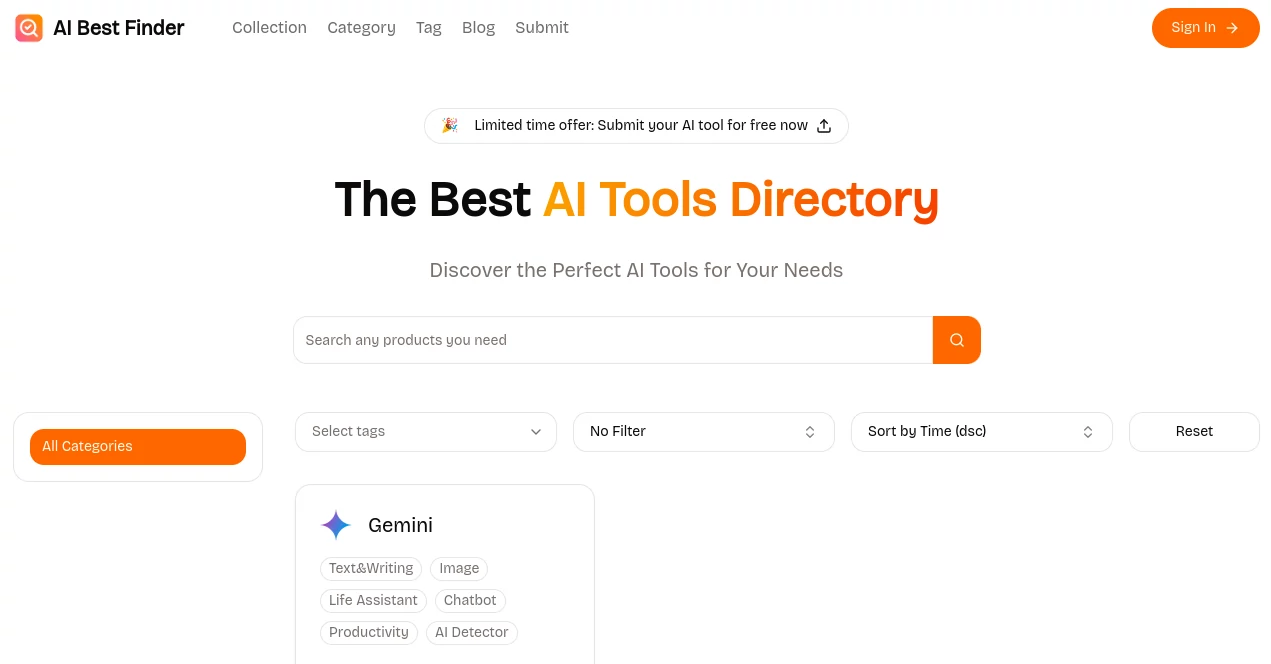 Screenshot of AI Best Finder – An AI tool in the ,AI Tools Directory  category, showcasing its interface and key features.