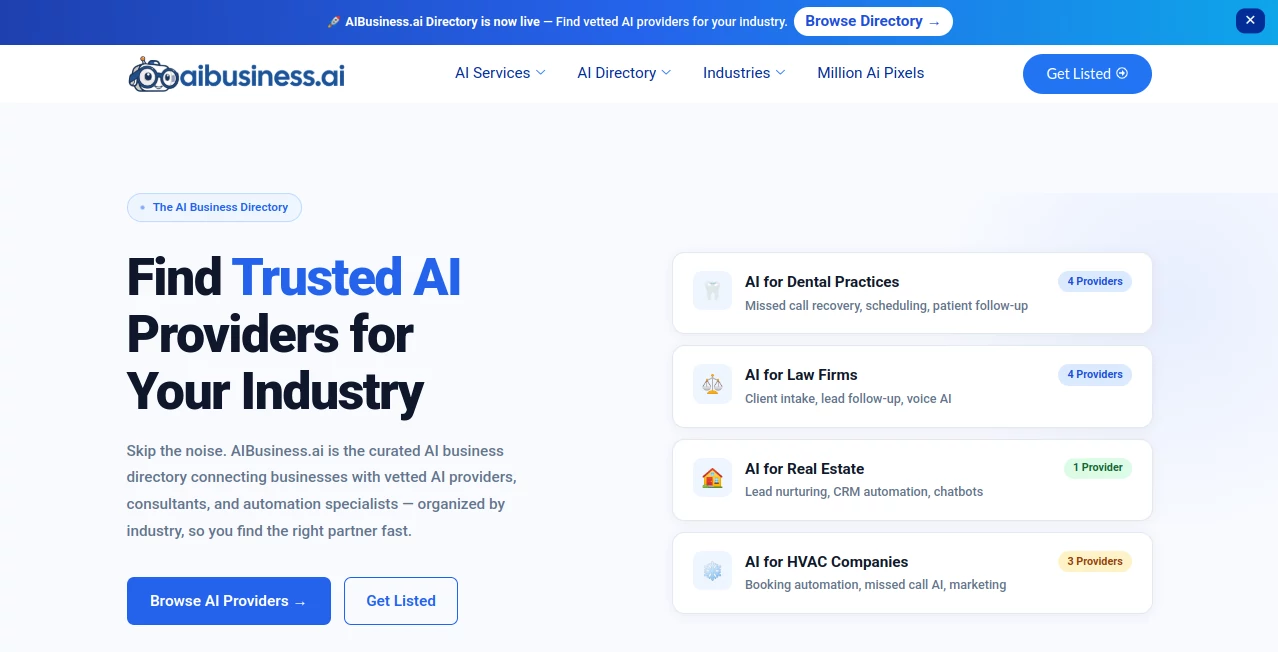 Screenshot of AI Business Directory – An AI tool in the ,AI Business Ideas Generator ,AI Productivity Tools ,AI Tools Directory  category, showcasing its interface and key features.