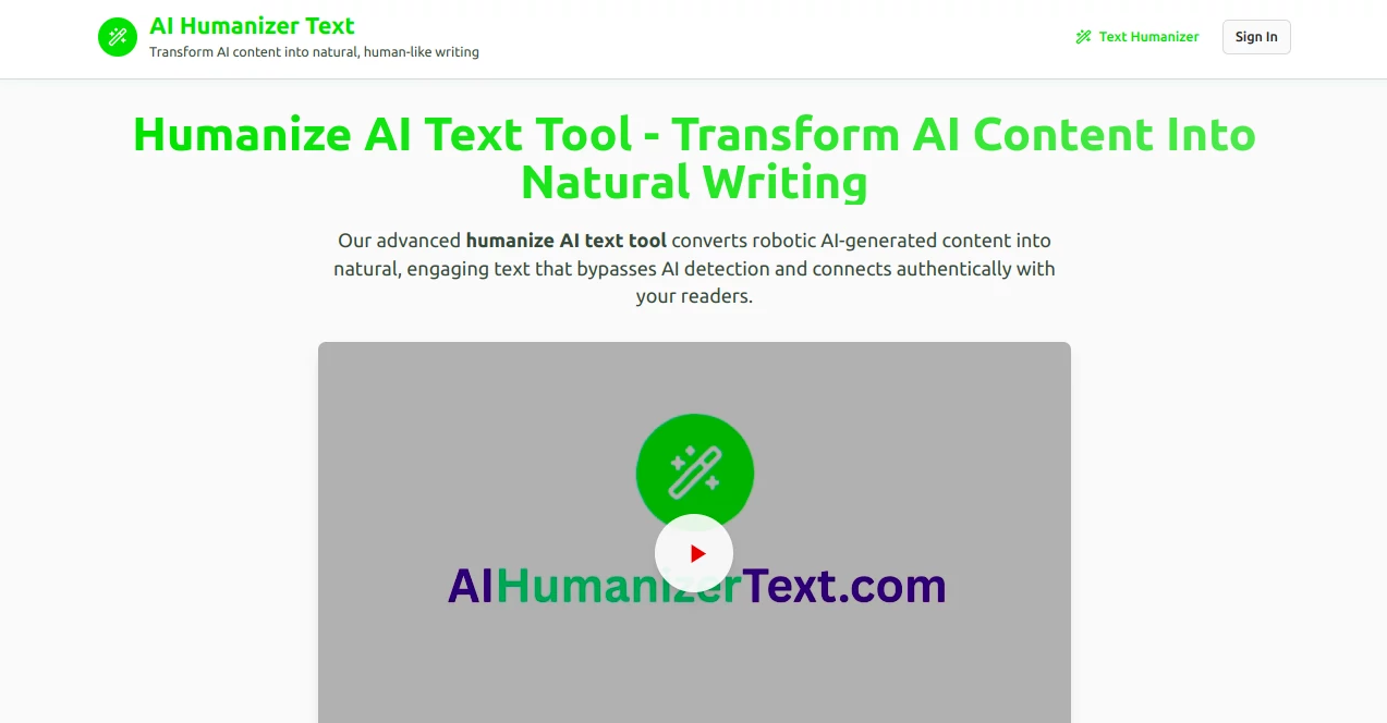 Screenshot of AI Humanizer Text – An AI tool in the ,AI Rewriter ,AI Content Generator ,AI Checker Essay ,AI Plagiarism Checker ,AI Grammar Checker  category, showcasing its interface and key features.