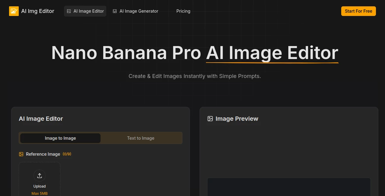 Screenshot of AI Image Editor – An AI tool in the ,Photo & Image Editor ,AI Background Remover ,AI Image to Image ,AI Design Generator  category, showcasing its interface and key features.