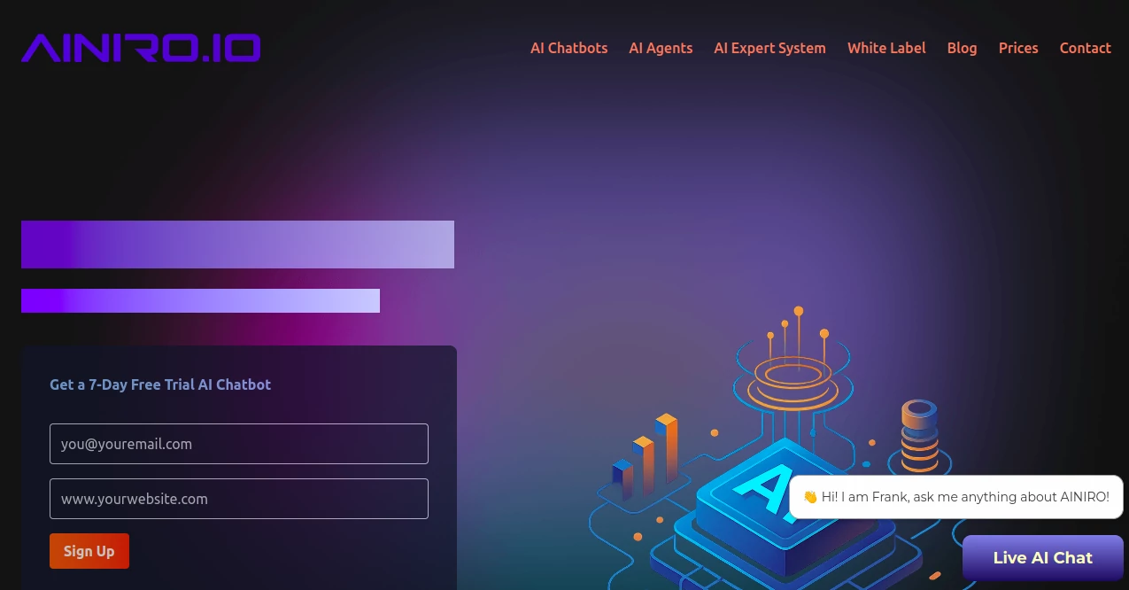 Screenshot of AINIRO AI AGENT – An AI tool in the ,AI Chatbot  category, showcasing its interface and key features.