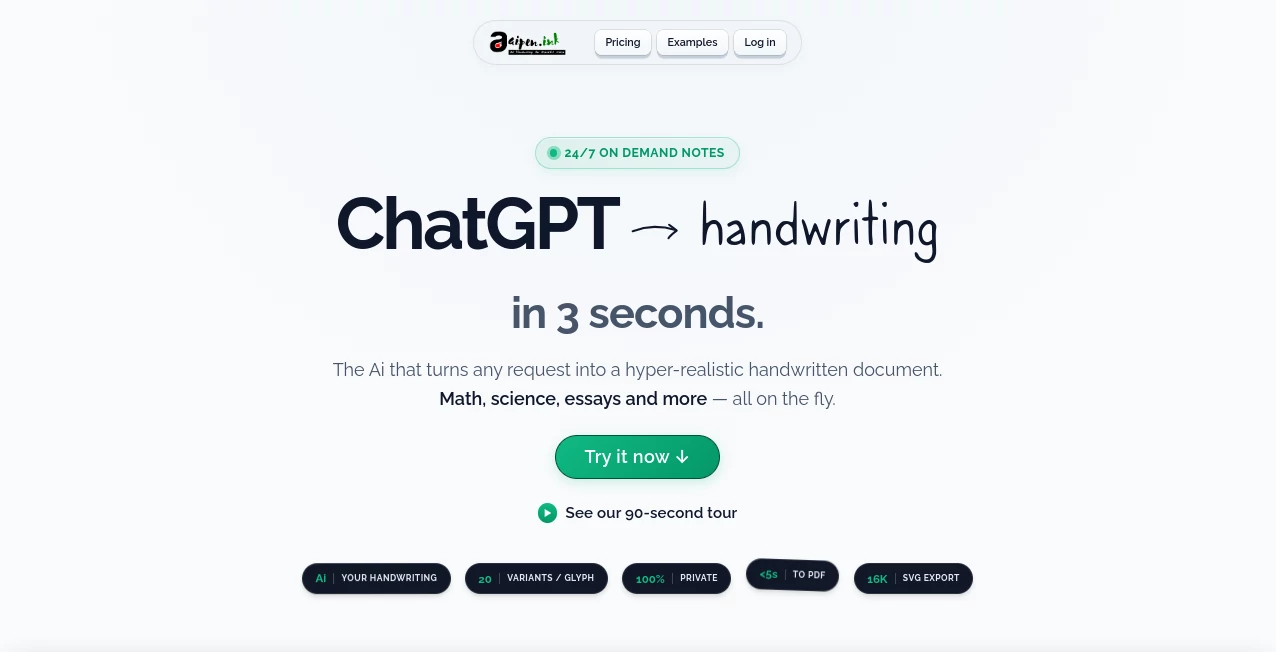 Screenshot of aipen.ink – An AI tool in the ,AI Handwriting ,AI Education Assistant ,AI PDF ,AI Documents Assistant  category, showcasing its interface and key features.