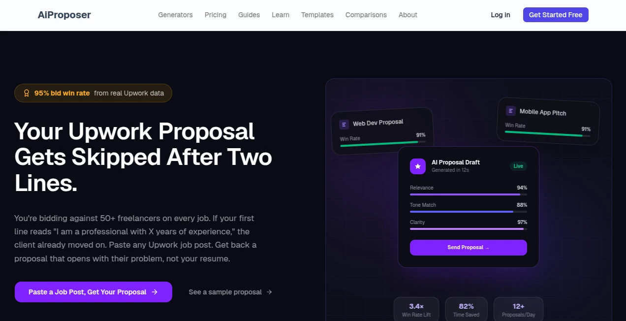 Screenshot of AiProposer – An AI tool in the ,AI Content Generator ,AI Reply Assistant ,AI Digital Marketing Generator ,AI Email Generator  category, showcasing its interface and key features.