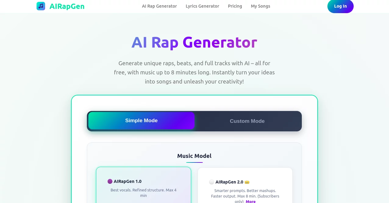 Screenshot of AI Rap Generator – An AI tool in the ,AI Rap Generator  category, showcasing its interface and key features.