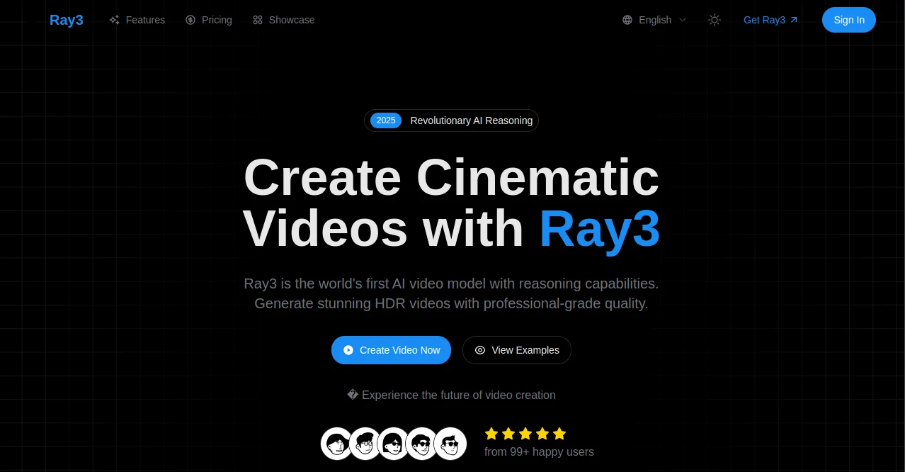 Screenshot of Ray3 – An AI tool in the ,AI Animated Video ,AI Image to Video ,AI Text to Video ,AI Video Generator  category, showcasing its interface and key features.