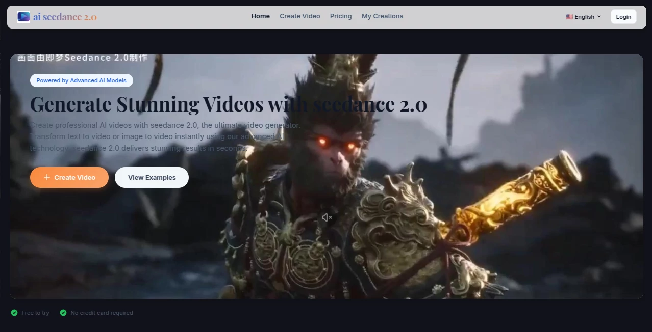 Screenshot of Seedance2 Video Generator – An AI tool in the ,AI Animated Video ,AI Image to Video ,AI Video Generator ,AI Text to Video  category, showcasing its interface and key features.