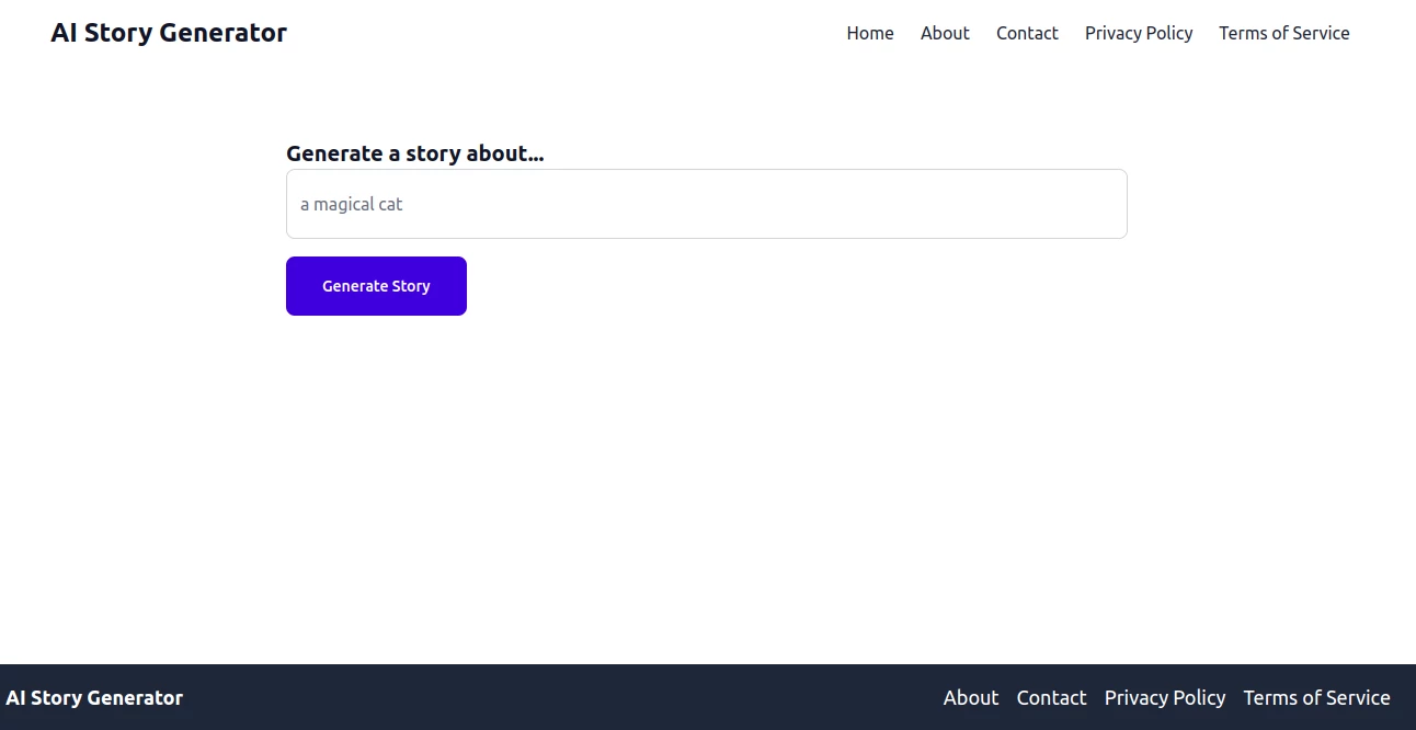 Screenshot of AI Story Generator – An AI tool in the ,AI Script Writing ,AI Story Writing ,AI Creative Writing ,AI Novel  category, showcasing its interface and key features.