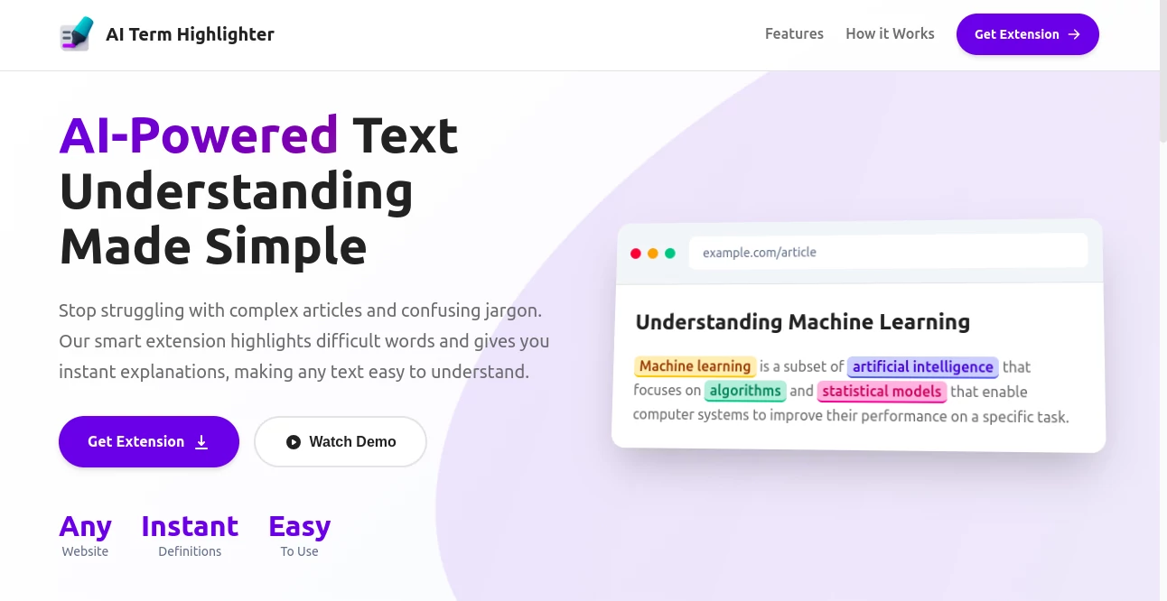 Screenshot of AI Term Highlighter – An AI tool in the ,AI Summarizer ,AI Productivity Tools ,Text & Writing ,Code & IT  category, showcasing its interface and key features.