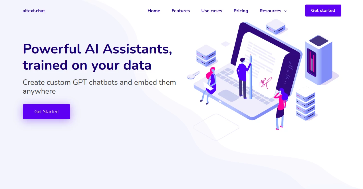 Screenshot of aitext.chat – An AI tool in the ,AI Analytics Assistant ,AI Chatbot ,AI Knowledge Base ,AI Documents Assistant  category, showcasing its interface and key features.