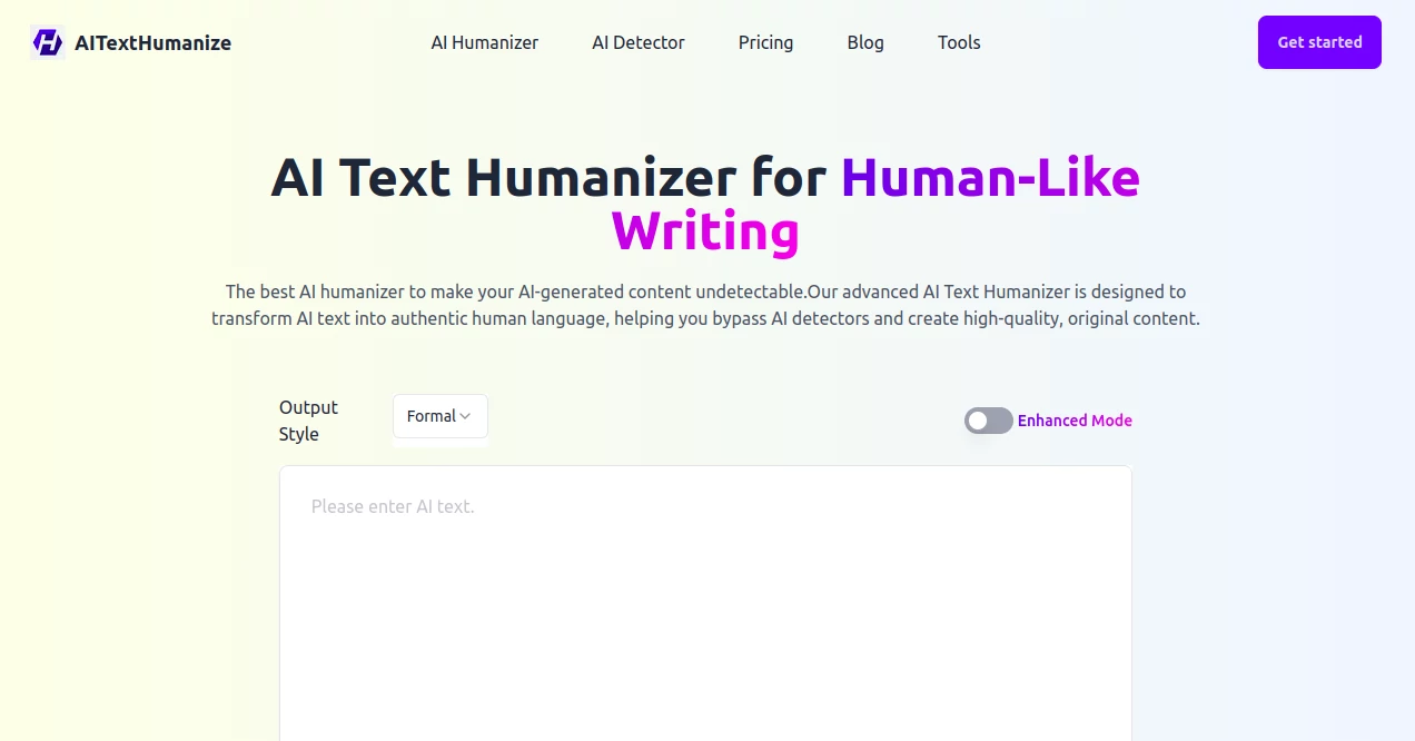 Screenshot of AITextHumanize – An AI tool in the ,AI Rewriter ,AI Paraphraser ,AI General Writing ,AI Content Detector  category, showcasing its interface and key features.