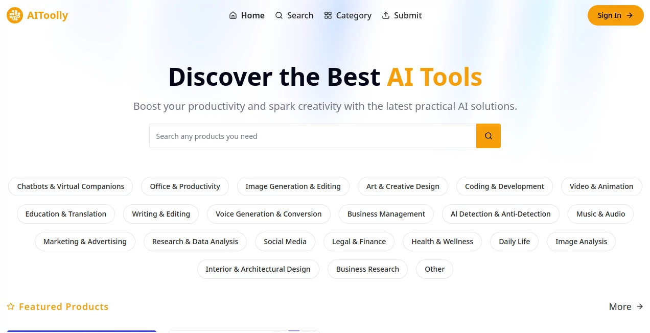 Screenshot of AIToolly – An AI tool in the ,AI Tools Directory  category, showcasing its interface and key features.