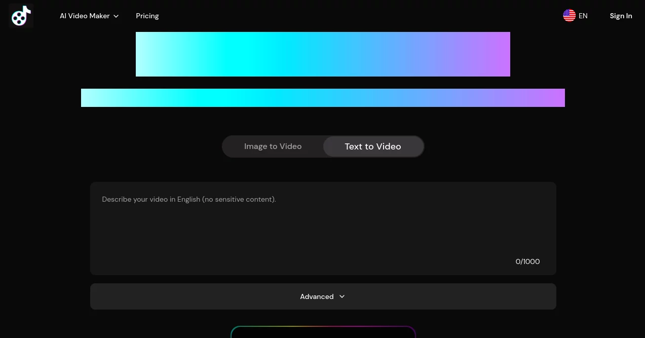 Screenshot of Free AI Video Maker – An AI tool in the ,AI Video Editor ,AI Text to Video ,AI Thumbnail Maker ,AI Video Generator  category, showcasing its interface and key features.