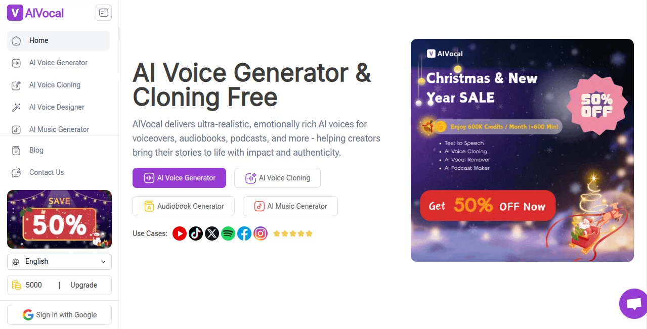 Screenshot of AIVocal – An AI tool in the ,AI Text to Speech ,AI Voice & Audio Editing ,AI Voice Chat Generator ,AI Voice Cloning  category, showcasing its interface and key features.