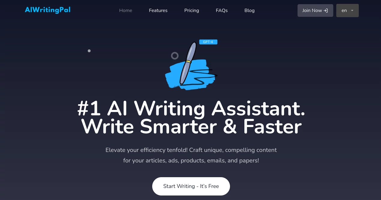 Screenshot of AIWritingPal – An AI tool in the ,AI General Writing ,AI Content Generator ,AI Email Writer ,AI Text to Speech  category, showcasing its interface and key features.