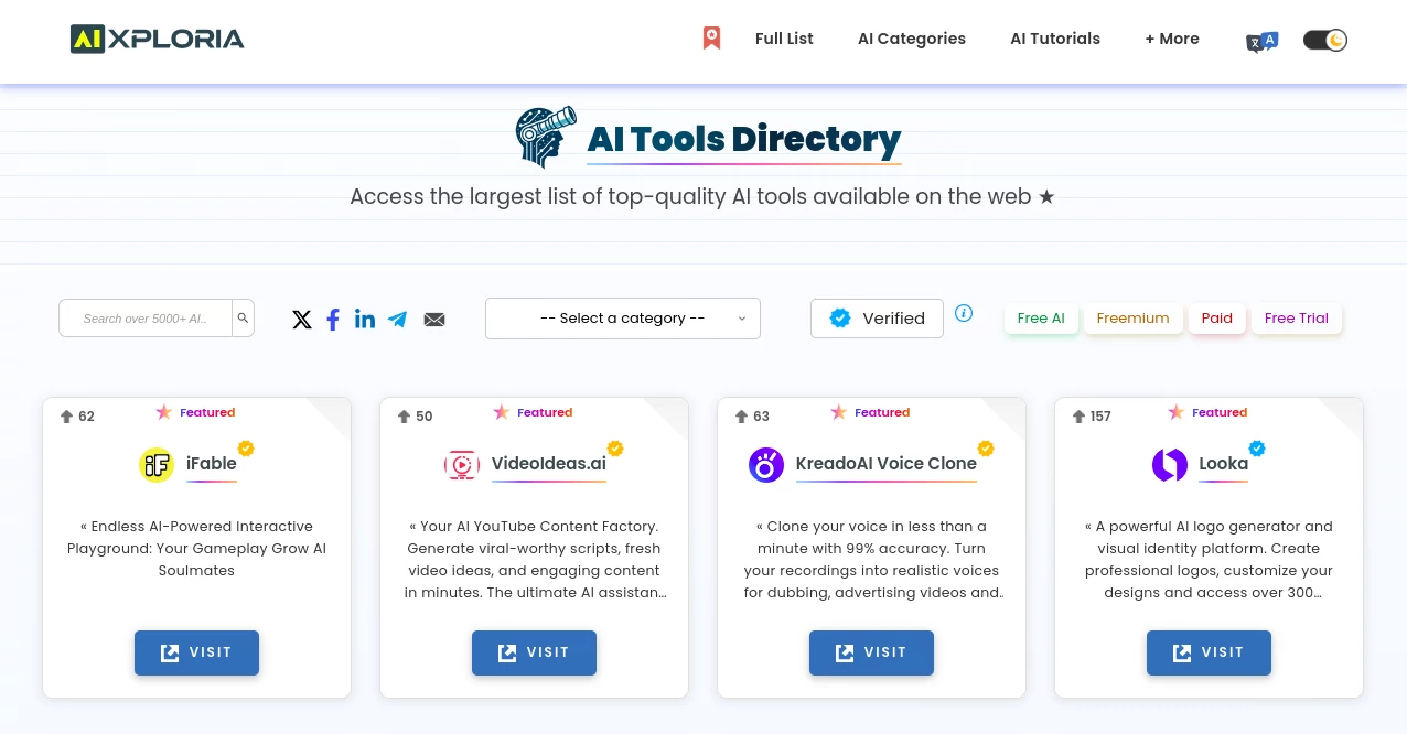 Screenshot of AI Xploria – An AI tool in the ,AI Tools Directory  category, showcasing its interface and key features.