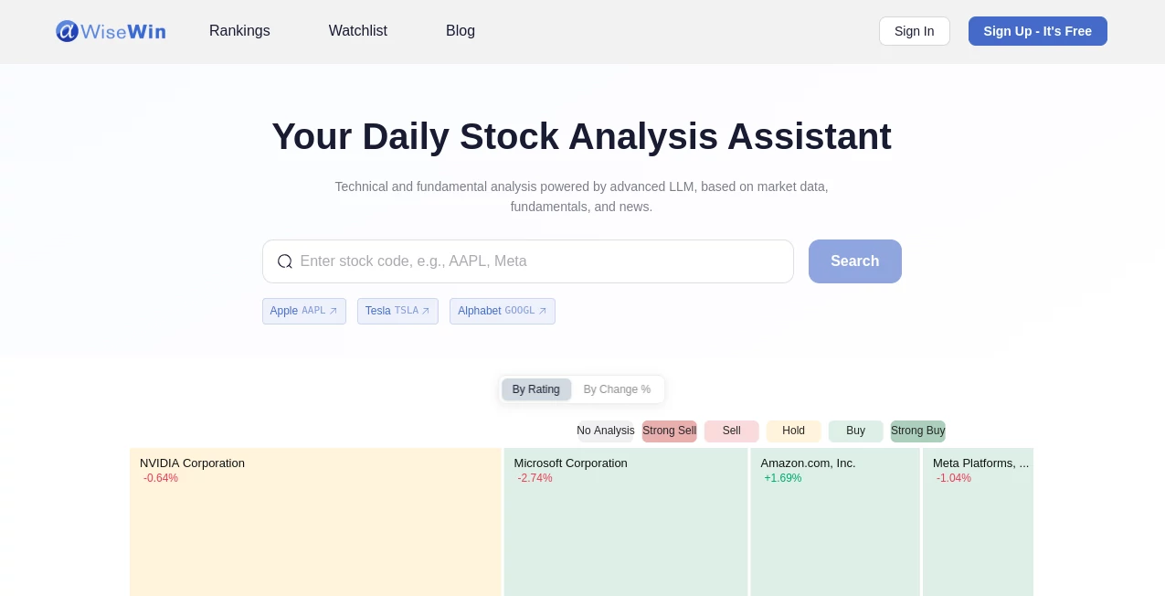 Screenshot of AlphaWiseWin – An AI tool in the ,AI Research Tool ,AI Investing Assistant ,AI Analytics Assistant  category, showcasing its interface and key features.