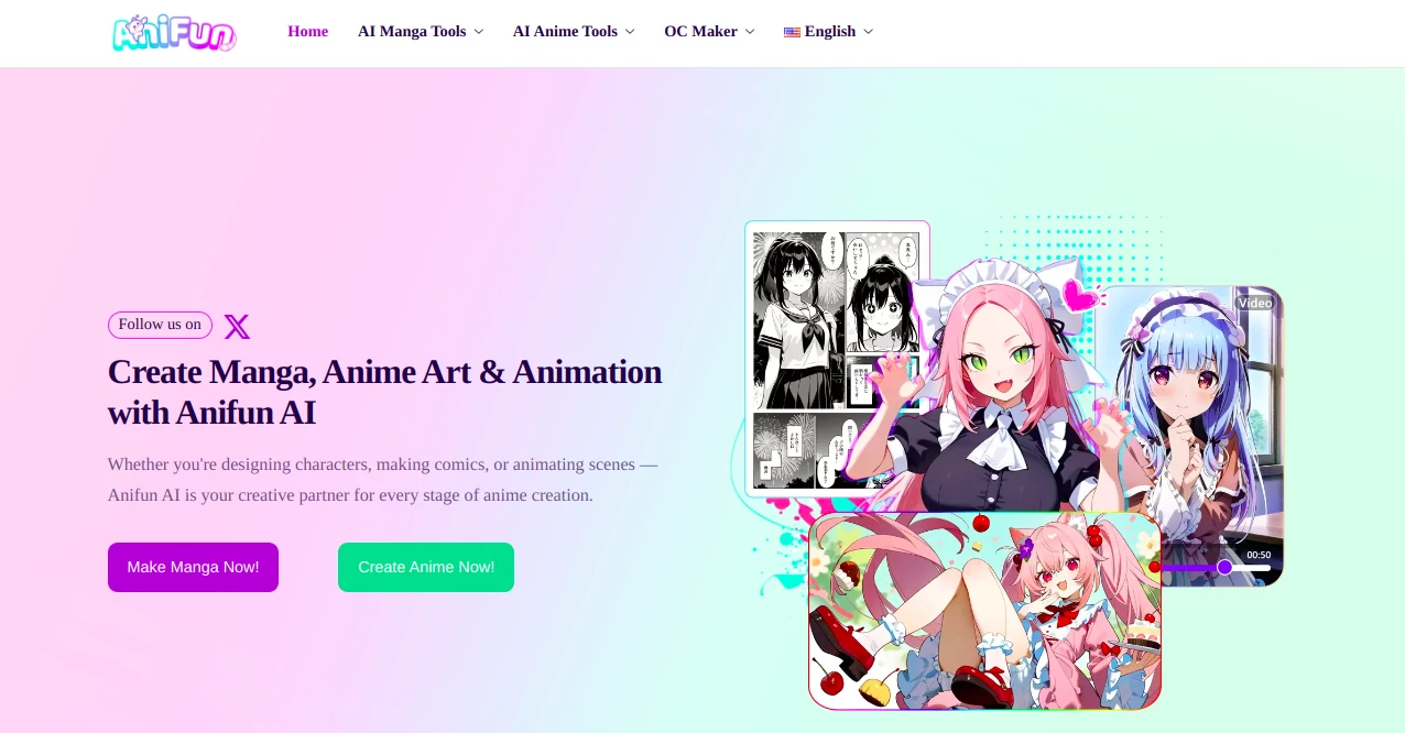 Screenshot of AniFun AI – An AI tool in the ,AI Photo & Image Generator ,AI Image to Image ,AI Anime & Cartoon Generator ,AI Art Generator  category, showcasing its interface and key features.