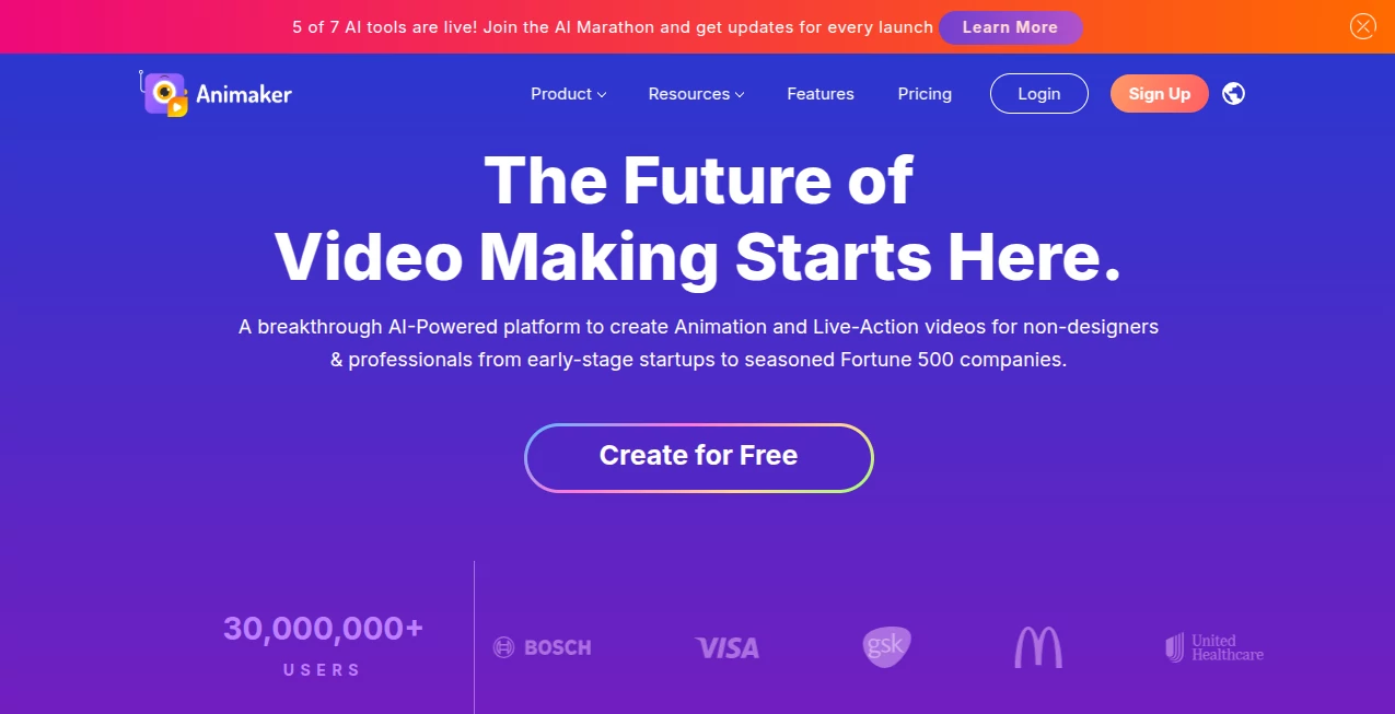Screenshot of Animaker AI – An AI tool in the ,AI Animated Video ,AI Video Editor ,AI Video Generator ,AI Presentation Generator  category, showcasing its interface and key features.