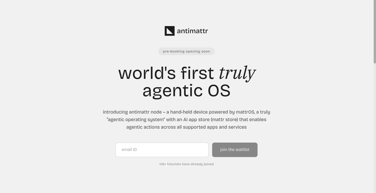 Screenshot of Antimattr – An AI tool in the ,AI No-Code & Low-Code ,AI Developer Tools ,AI App Builder  category, showcasing its interface and key features.