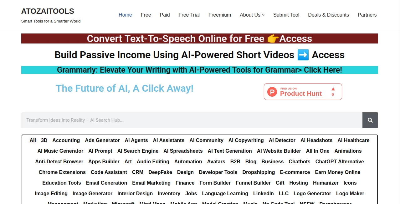 Screenshot of ATOZAITOOLS – An AI tool in the ,AI Tools Directory  category, showcasing its interface and key features.