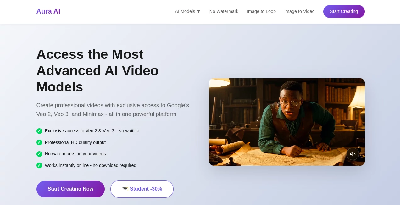 Screenshot of Aura AI – An AI tool in the ,AI Animated Video ,AI Image to Video ,AI Text to Video ,AI Video Generator  category, showcasing its interface and key features.