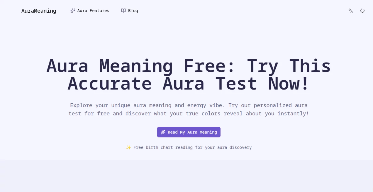 Screenshot of AuraMeaning – An AI tool in the ,AI Life Assistant ,AI Fun Tools  category, showcasing its interface and key features.
