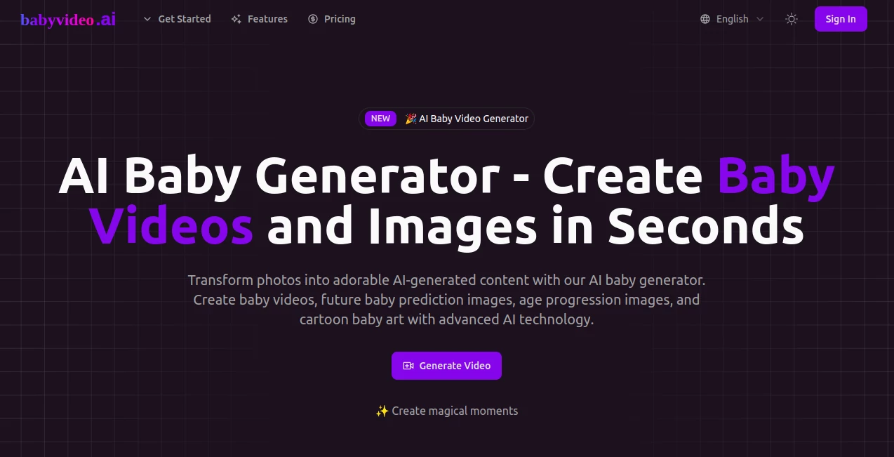 Screenshot of AI Baby Video – An AI tool in the ,AI Image to Video ,AI Personalized Video Generator ,AI Video Generator ,AI Fun Tools  category, showcasing its interface and key features.
