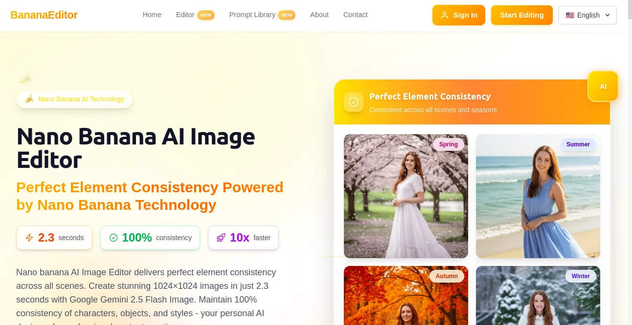 Screenshot of BananaEditor – An AI tool in the ,AI Photo & Image Generator ,Photo & Image Editor ,AI Image to Image ,AI Design Generator  category, showcasing its interface and key features.