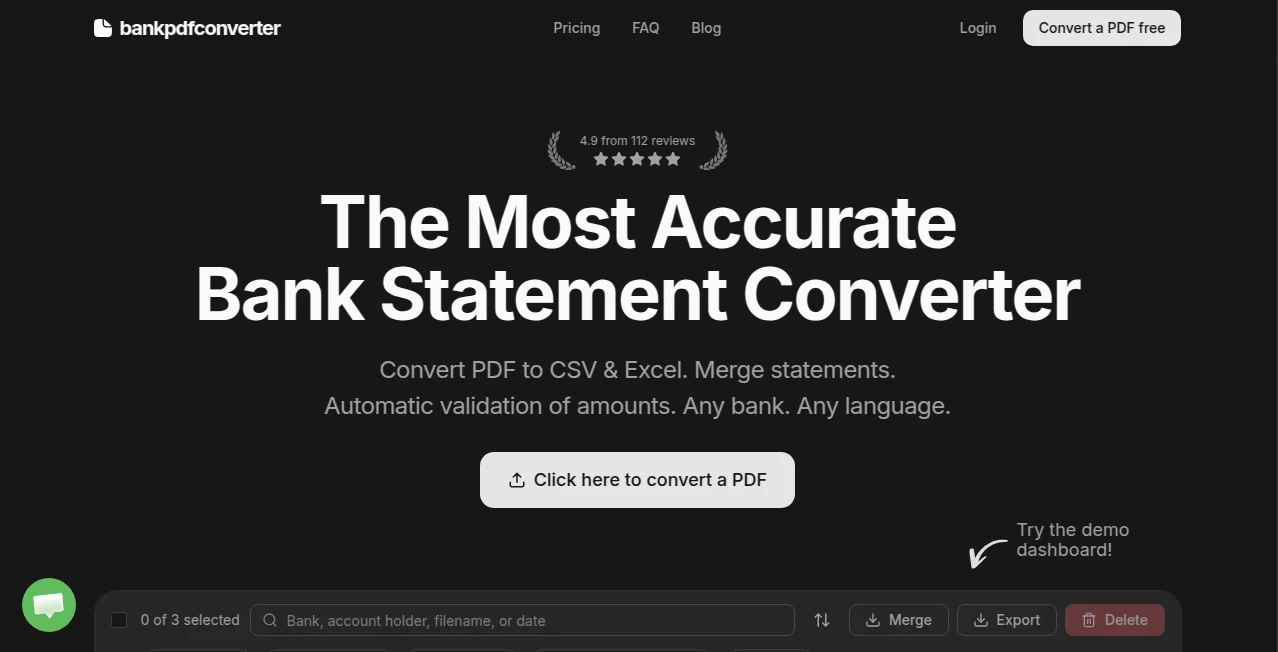 Screenshot of Bank PDF Converter – An AI tool in the ,AI Spreadsheet ,AI PDF ,AI Document Extraction ,AI Documents Assistant  category, showcasing its interface and key features.