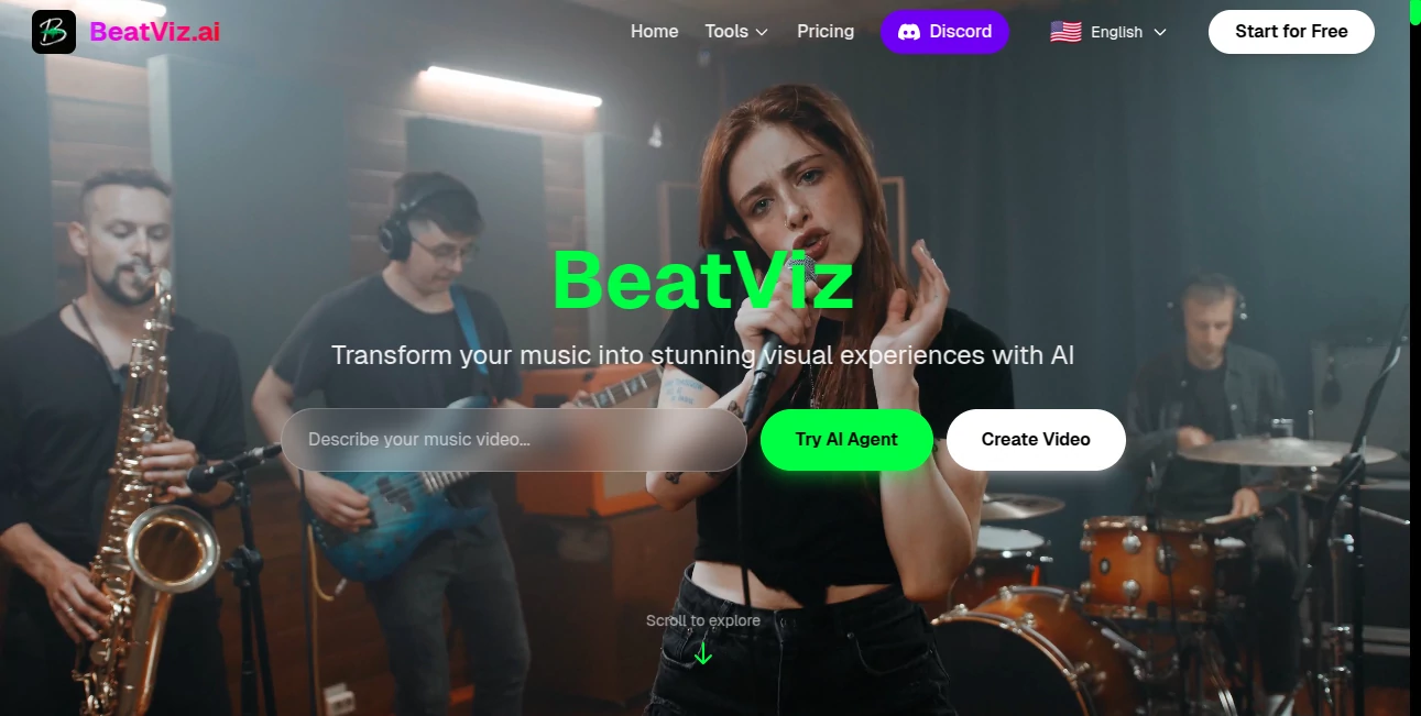 Screenshot of BeatViz.ai – An AI tool in the ,AI Animated Video ,AI Music Video Generator ,AI Text to Video ,AI Video Generator  category, showcasing its interface and key features.