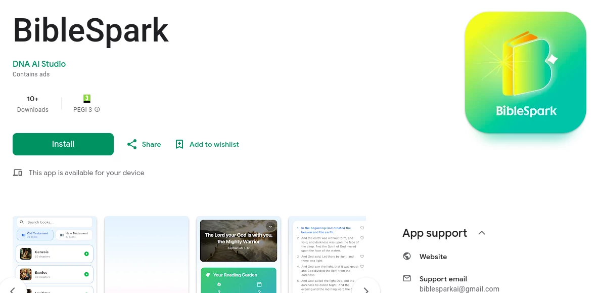 Screenshot of BibleSpark – An AI tool in the ,AI Life Assistant ,AI Religion  category, showcasing its interface and key features.
