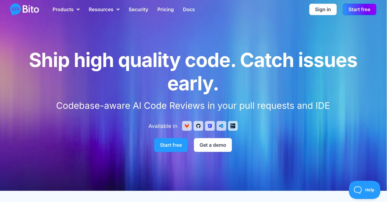 Screenshot of Bito AI – An AI tool in the ,AI Code Assistant ,AI Code Generator ,AI Testing & QA ,AI Developer Tools  category, showcasing its interface and key features.