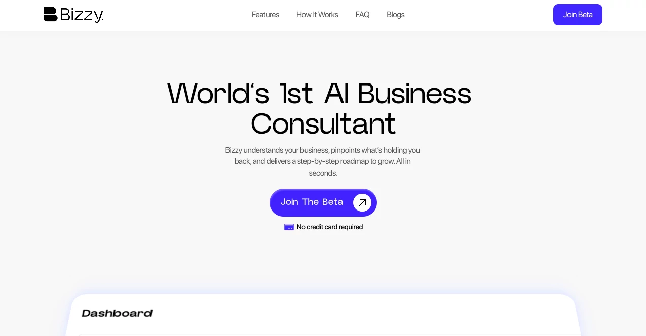 Screenshot of bizzy ai – An AI tool in the ,AI Research Tool ,AI Business Ideas Generator ,AI Consulting Assistant ,AI Marketing Plan Generator  category, showcasing its interface and key features.