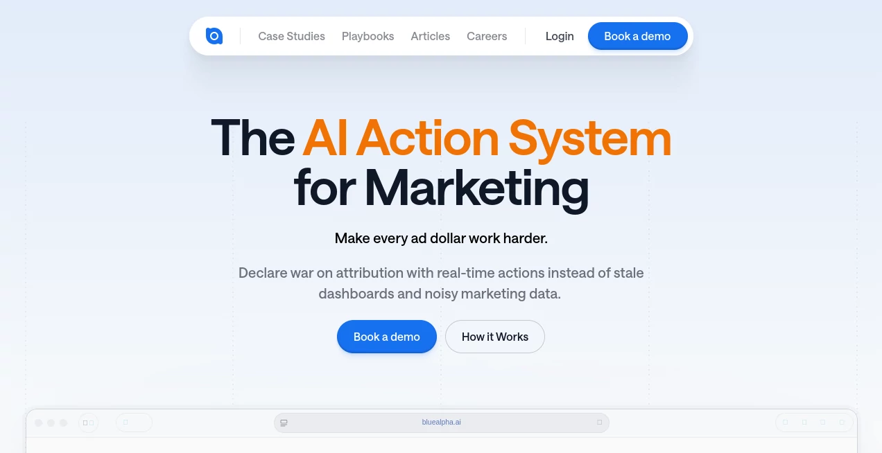 Screenshot of BlueAlpha – An AI tool in the ,AI Advertising Assistant ,AI Analytics Assistant ,AI Marketing Plan Generator ,AI Digital Marketing Generator  category, showcasing its interface and key features.