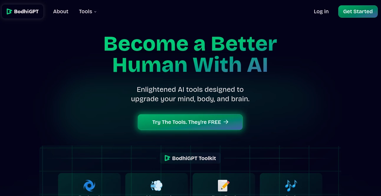 Screenshot of BodhiGPT – An AI tool in the ,AI Life Assistant ,AI Mental Health ,AI Coaching  category, showcasing its interface and key features.